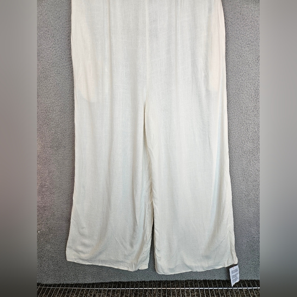 Topshop Jumpsuit Womens Sz 8 Wide Leg Sheer Low Back Beach Wear Oversized Ivory - Picture 4 of 16
